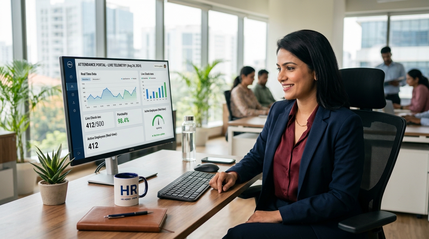 SANLAX HRMS admin dashboard — manager reviewing workforce attendance and analytics